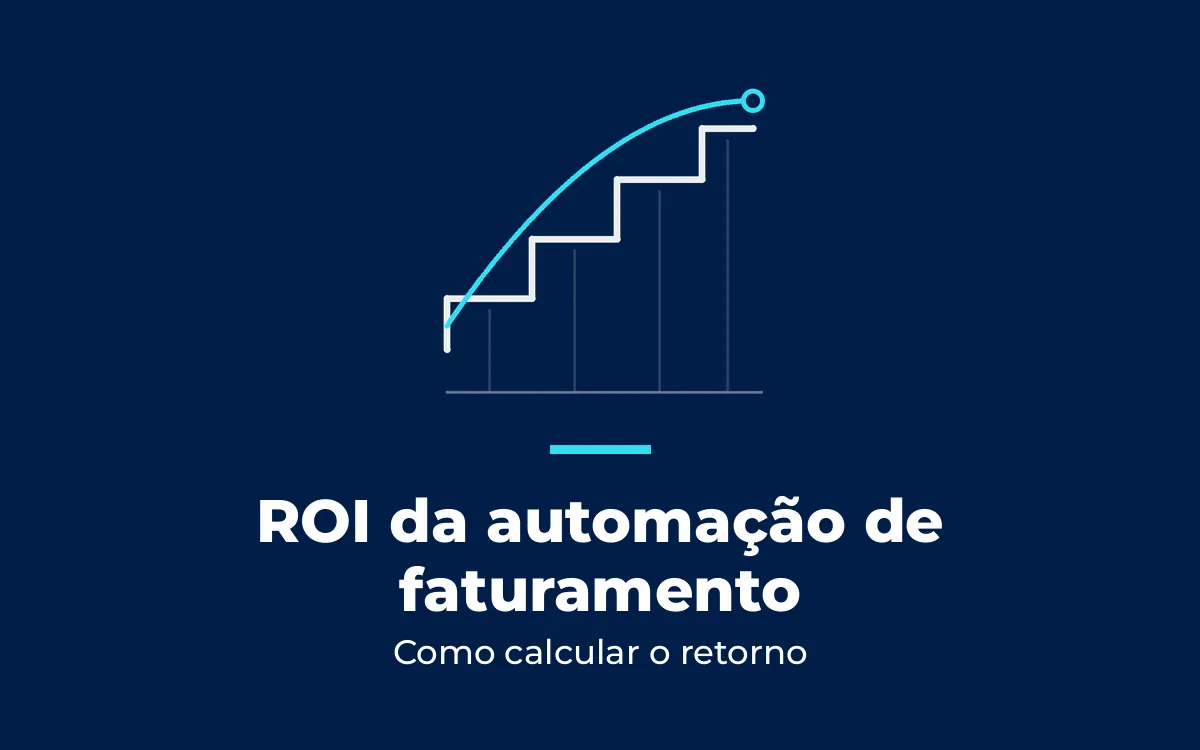 Degraus ascendentes com uma curva suave acima, sem eixos nem valores, ilustrando o retorno da automação de faturamento